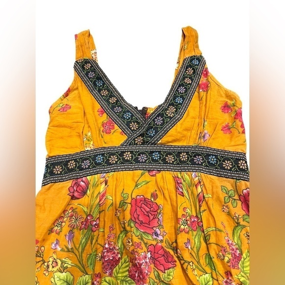 Unbranded 90s Y2K Faircore Top Yellow & Brown Floral Print Baby Doll Size Medium - Picture 3 of 4